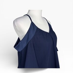 Trina Turk Midnight Blue Cold Shoulder Blouse Size S